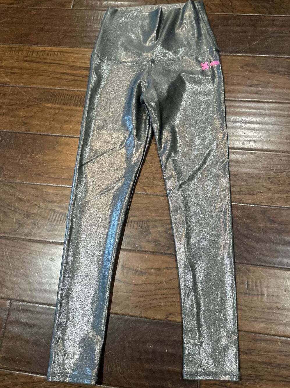 Emily Hsu Designs Silver Metallic Shimmer High Waisted Leggings Size S
